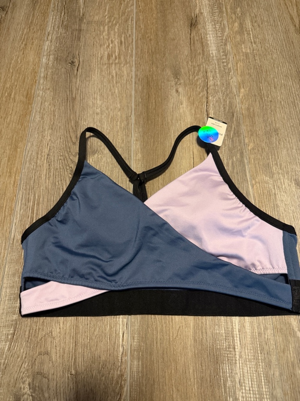 PINK Victoria's Secret Blue & Light Pink Lightly Lined  Colorblock Sports Bra